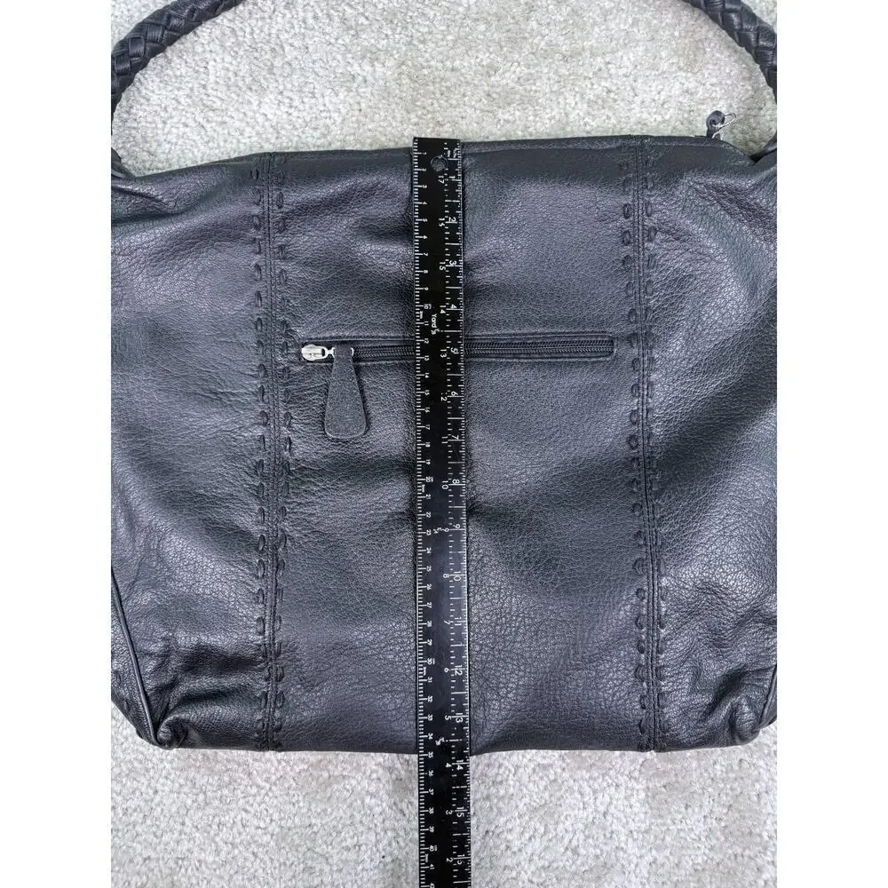 Chi by Carlos Falchi BLACK GENUINE LEATHER AND SHOULDER BAG HOBO PURSE